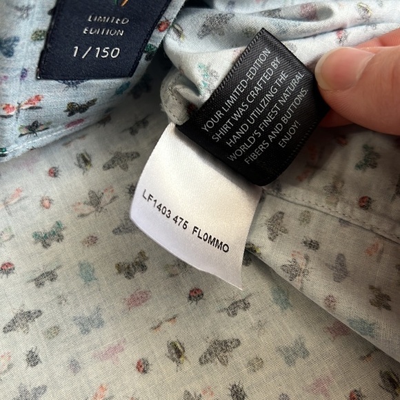 Calder Of Carmel Limited Edition Blue Insect Bug Print Button Down Shirt - Picture 10 of 11